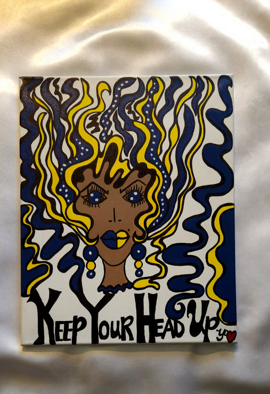 Be-Dazzled Maize and Blue Lady "16x20" Painting on canvas