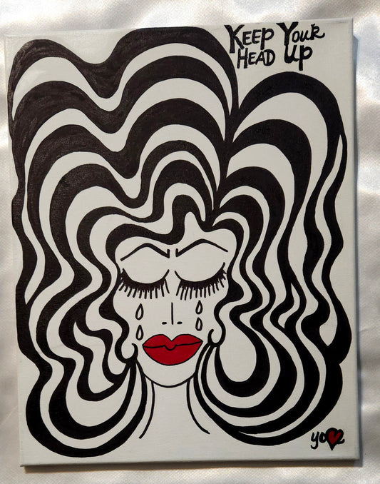 Original "16x20" "Keep Your Head Up" Drawing on canvas
