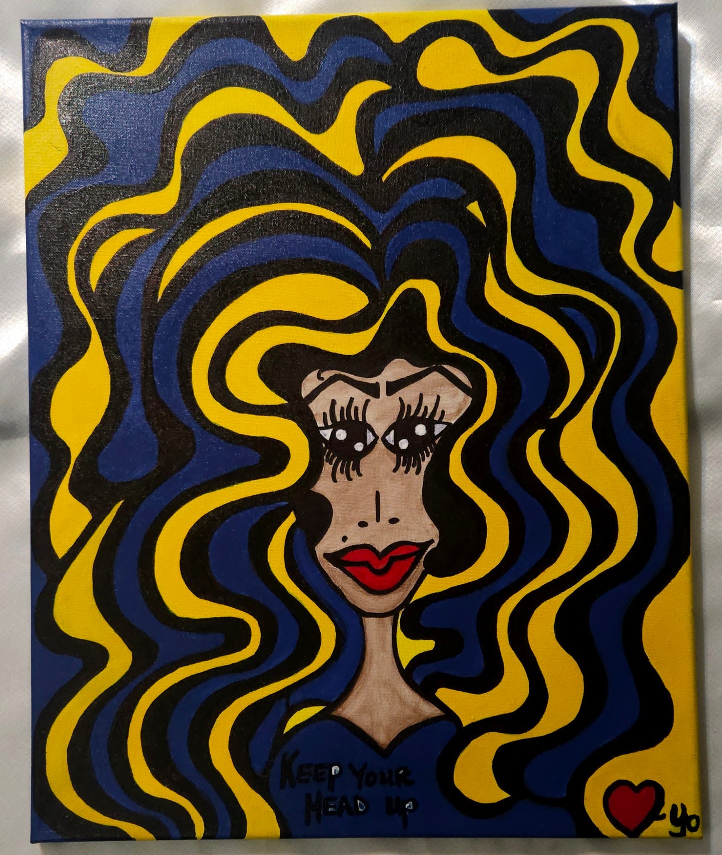 Original Maize and Blue "16x20" Painting on canvas