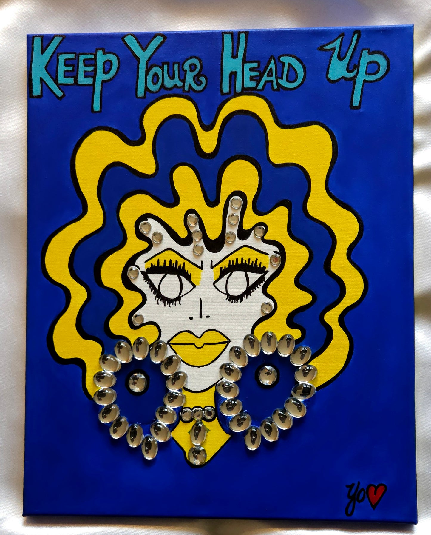 Be-Dazzled Maize and Blue Lady, ("16x20") Painting on canvas