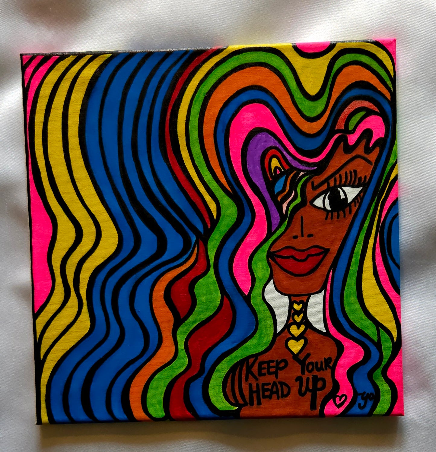 Original "14x14" "Keep Your Head Up" Painting on canvas
